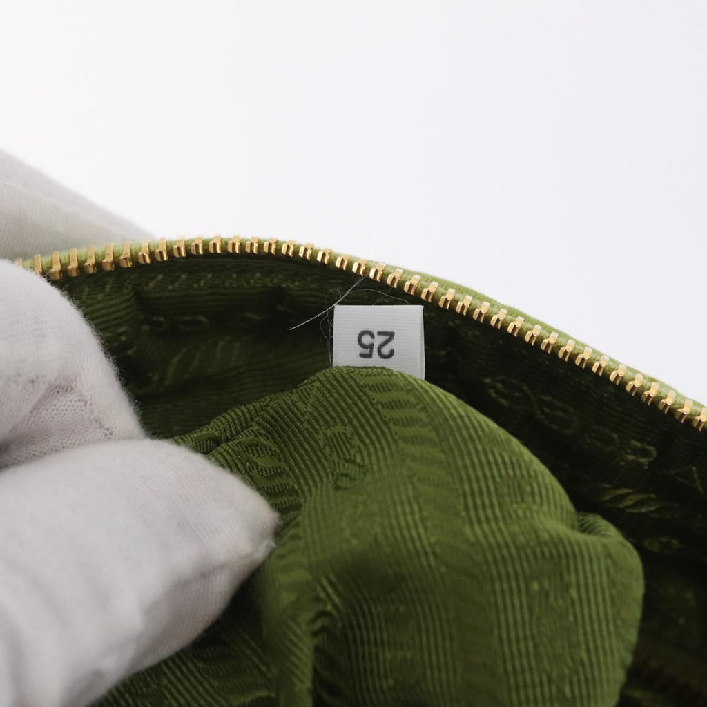 PRADA Chain Shoulder Bag Nylon LIme Green Gold Auth ka6808V