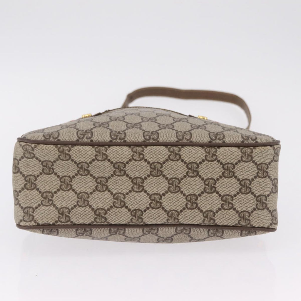 GUCCI GG Supreme Web Sherry Line Bag PVC Beige Gold 66 02 049 Auth ka6812