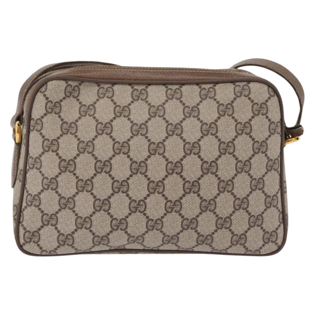 GUCCI GG Supreme Web Sherry Line Bag PVC Beige Gold 66 02 049 Auth ka6812