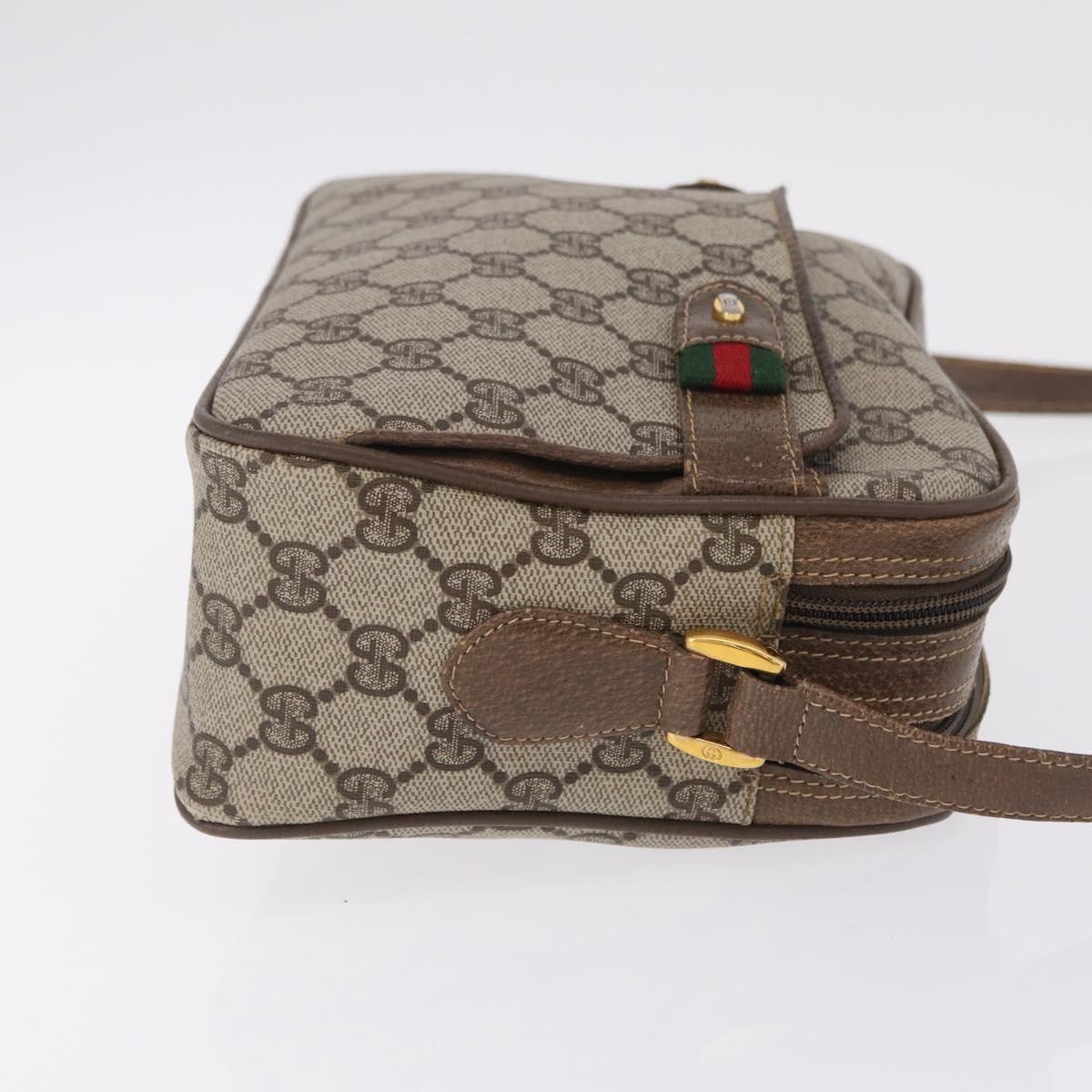 GUCCI GG Supreme Web Sherry Line Bag PVC Beige Gold 66 02 049 Auth ka6812