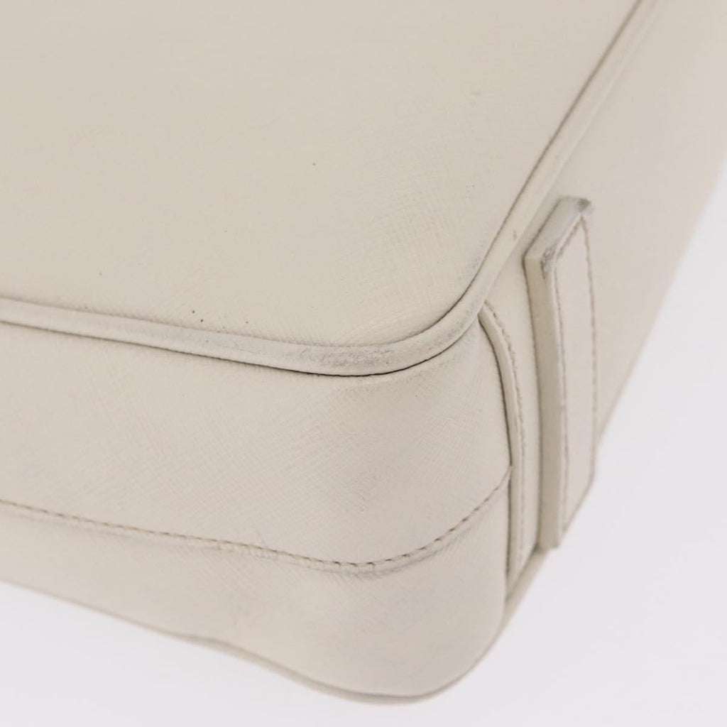 PRADA Business Bag Saffiano leather White Silver Auth ka6834