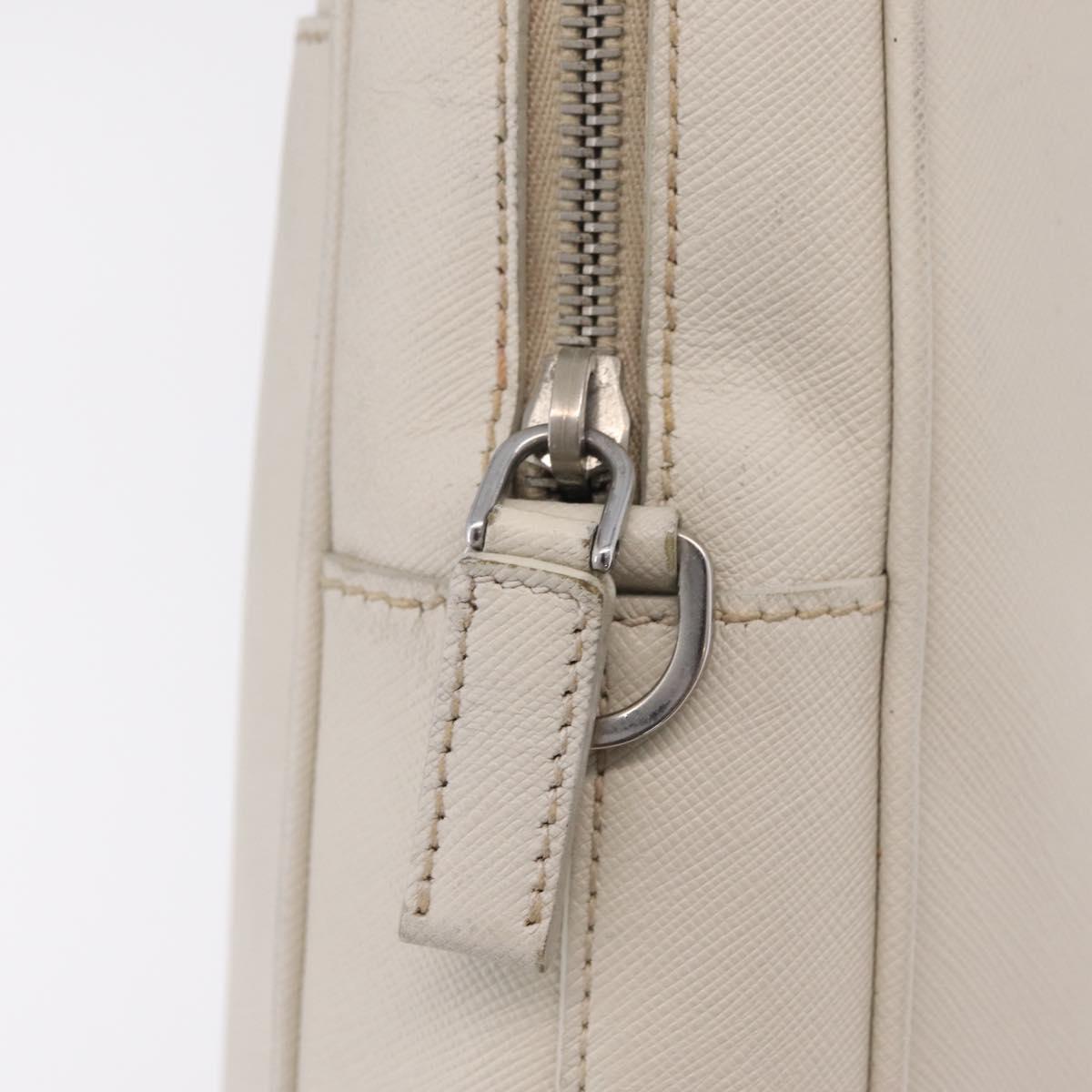 PRADA Business Bag Saffiano leather White Silver Auth ka6834