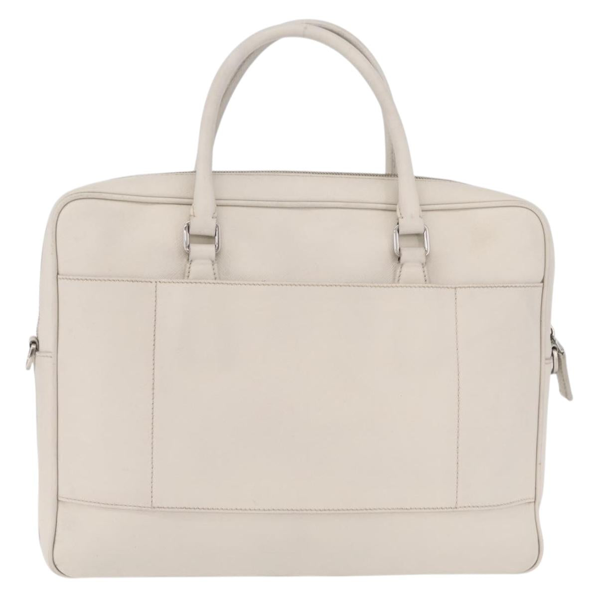 PRADA Business Bag Saffiano leather White Silver Auth ka6834