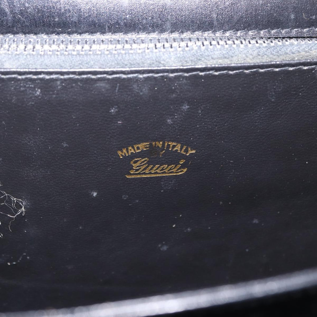 GUCCI Interlocking Shoulder Bag Leather Black Gold Auth ka6844