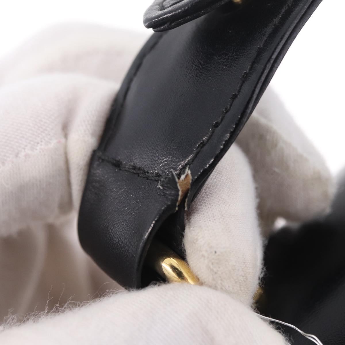 GUCCI Interlocking Shoulder Bag Leather Black Gold Auth ka6844