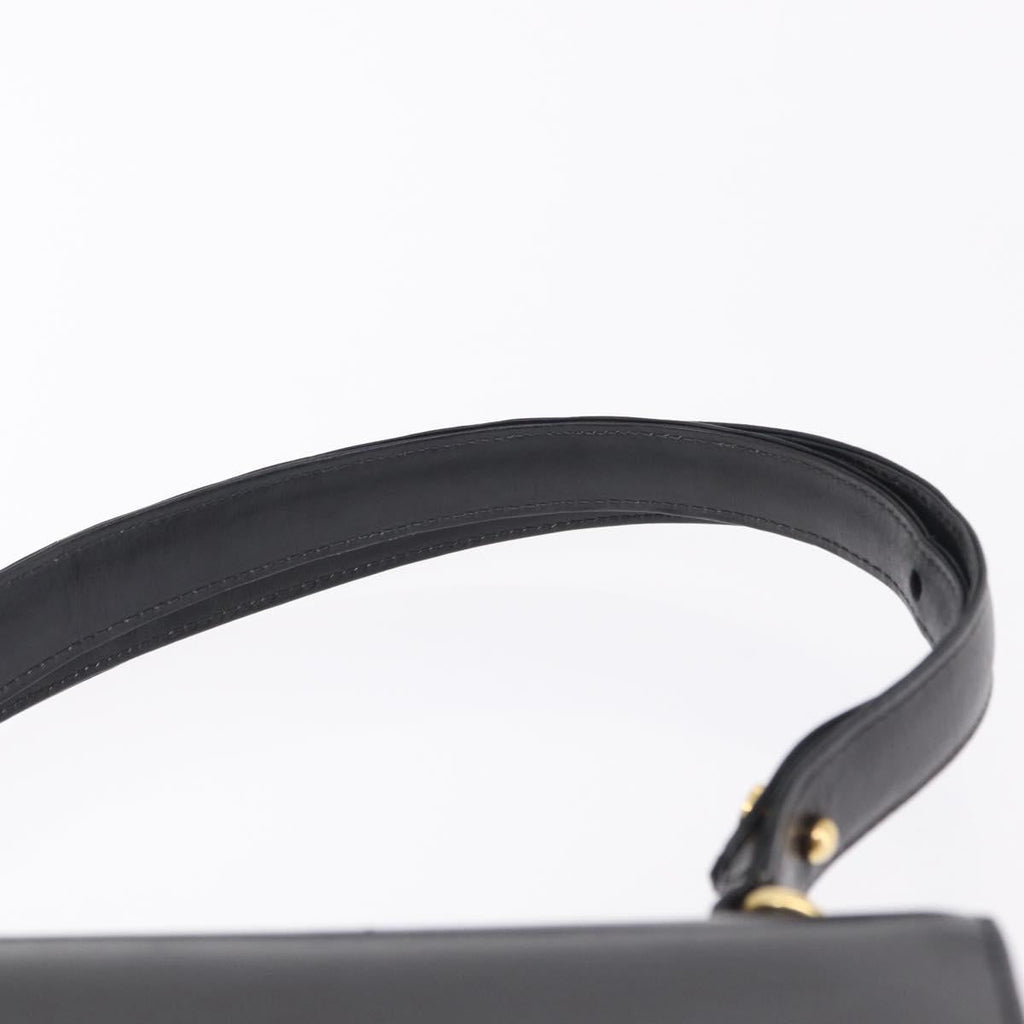 GUCCI Interlocking Shoulder Bag Leather Black Gold Auth ka6844