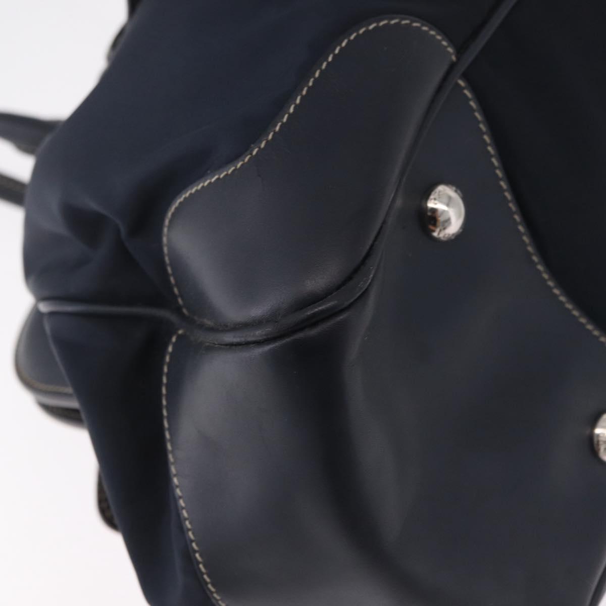 PRADA Boston Bag Nylon Navy Silver Auth ki6952V