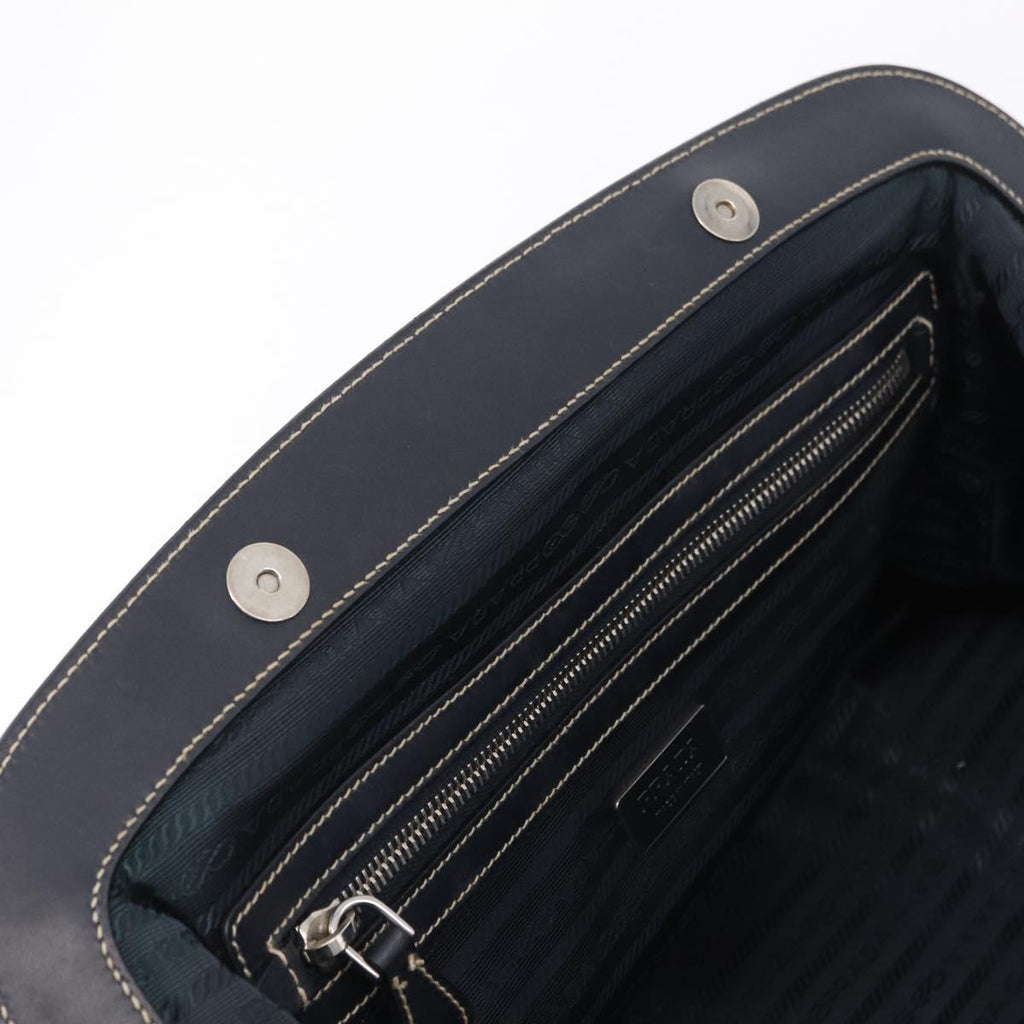PRADA Boston Bag Nylon Navy Silver Auth ki6952V