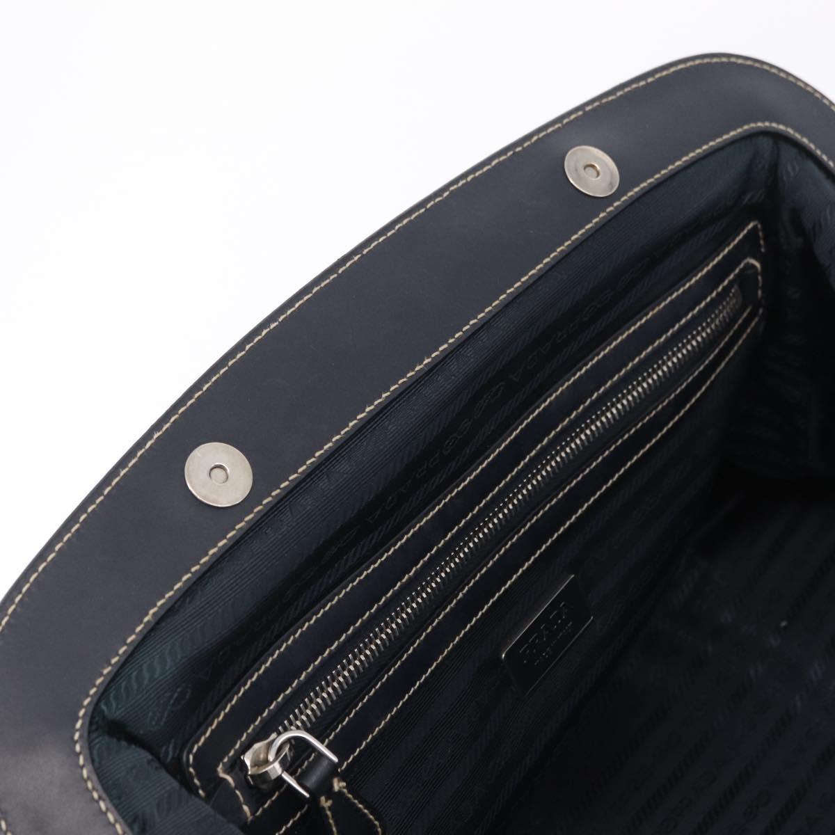 PRADA Boston Bag Nylon Navy Silver Auth ki6952V