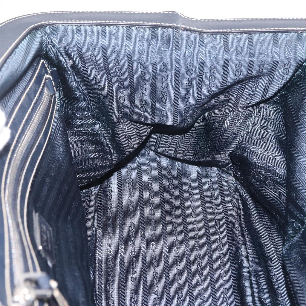 PRADA Boston Bag Nylon Navy Silver Auth ki6952V