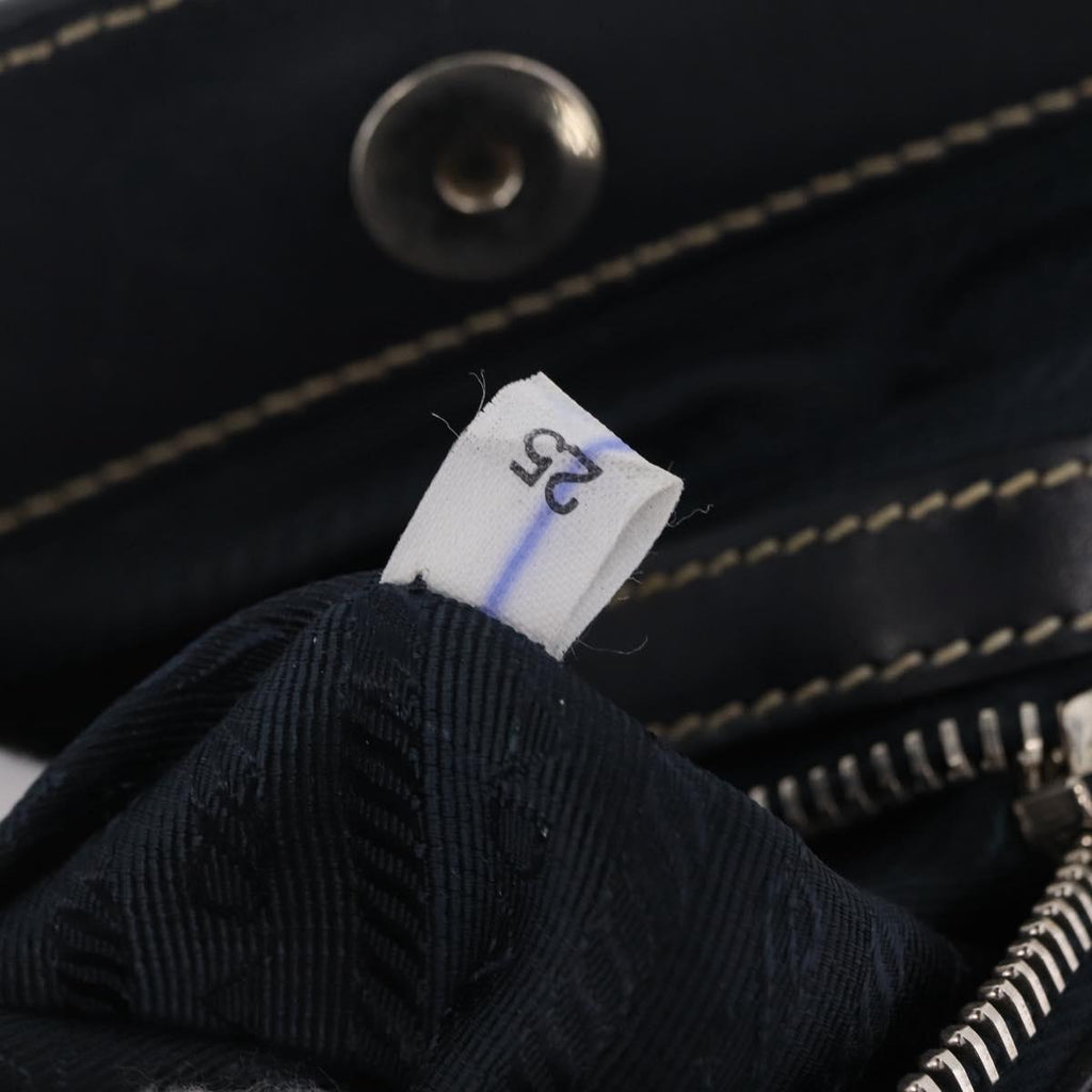 PRADA Boston Bag Nylon Navy Silver Auth ki6952V