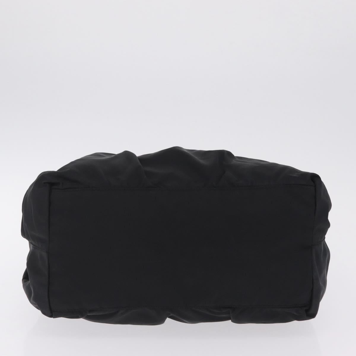 PRADA Tote Bag Nylon 2way Black Gold Tone Auth ki6955V