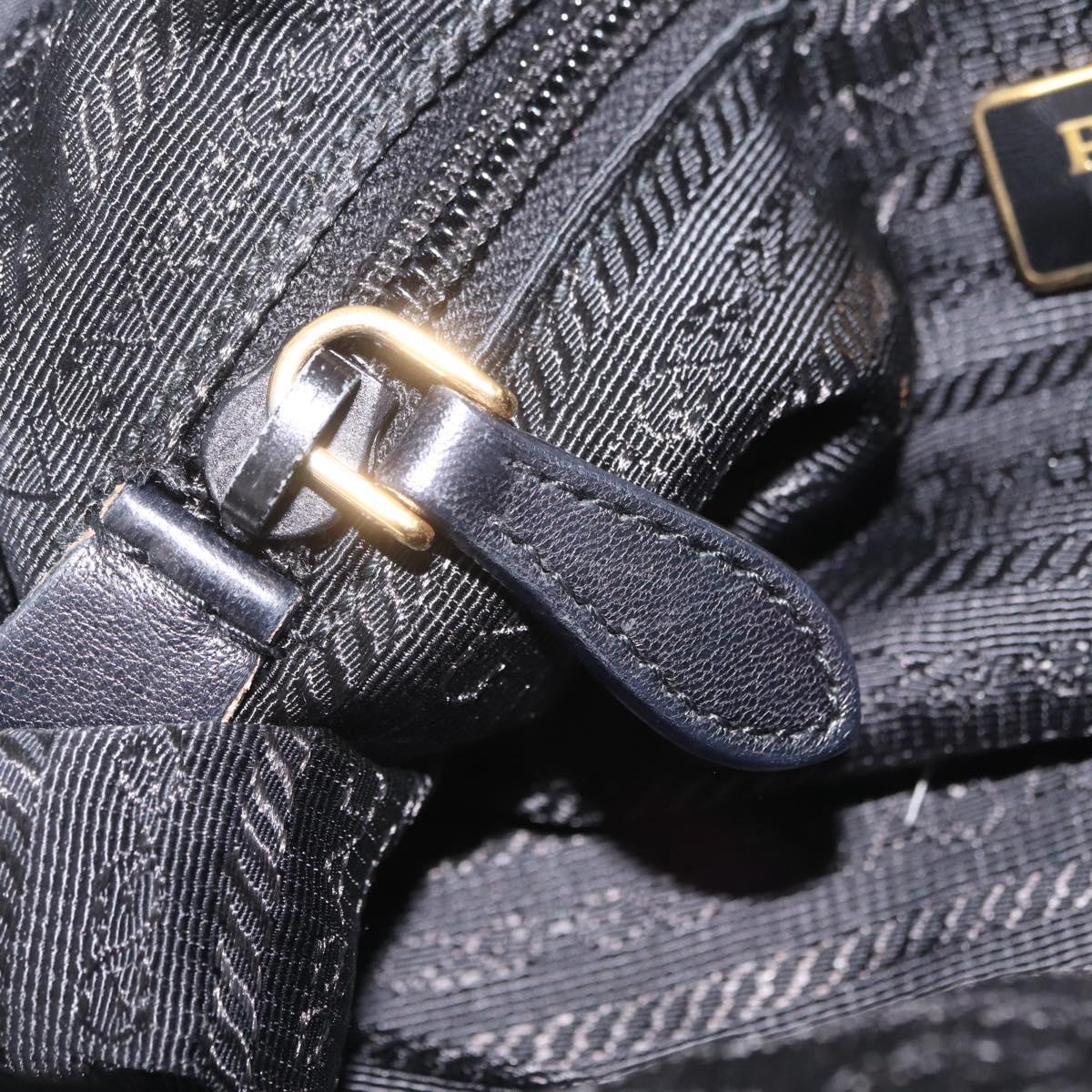 PRADA Tote Bag Nylon 2way Black Gold Tone Auth ki6955V