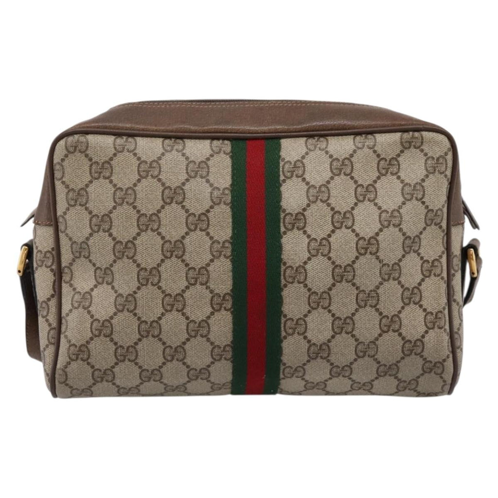 GUCCI GG Supreme Web Sherry Line Shoulder Bag PVC Beige 56 02 005 Auth kk715