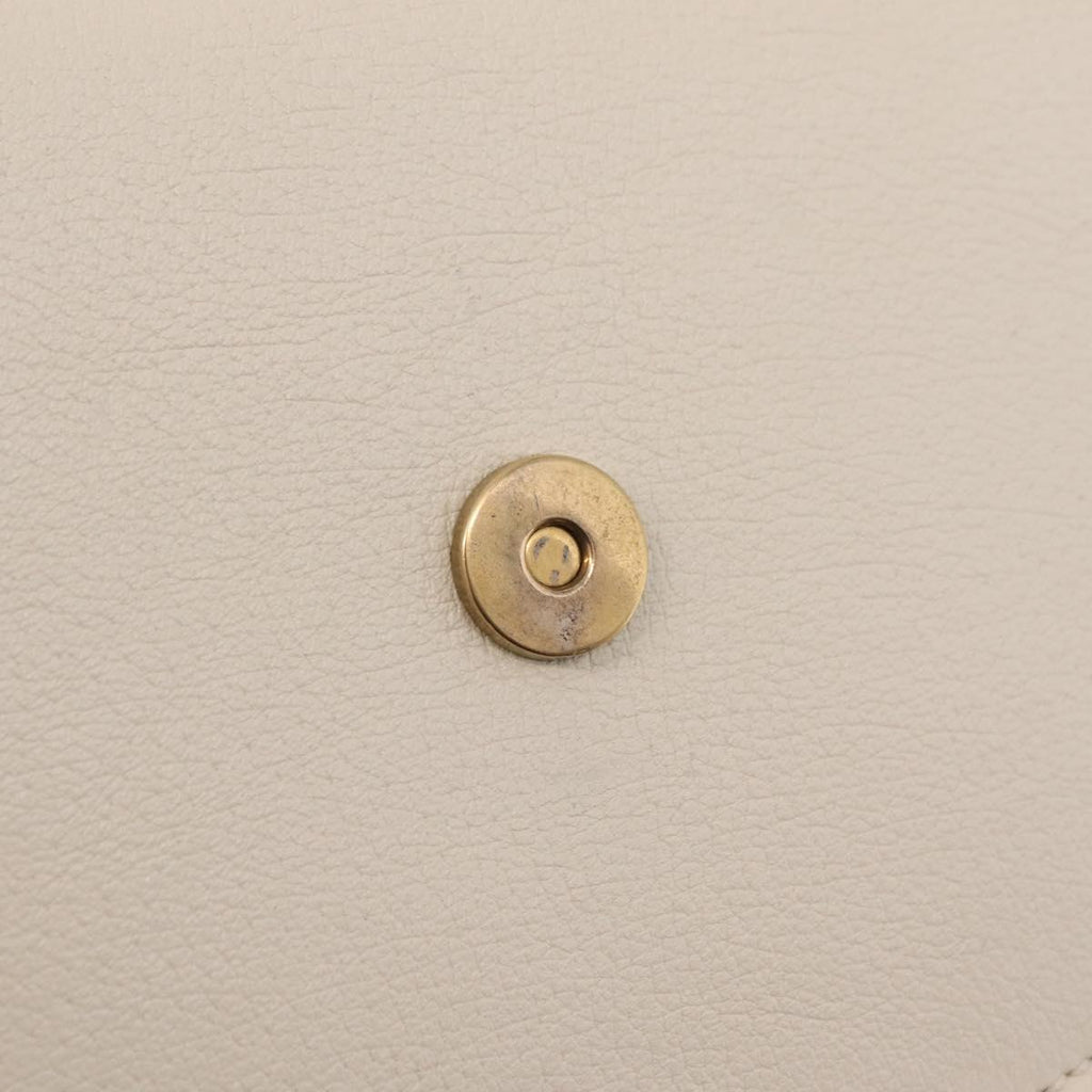 GUCCI Sherry Line Shoulder Bag Leather Ivory Gold Auth LN236V