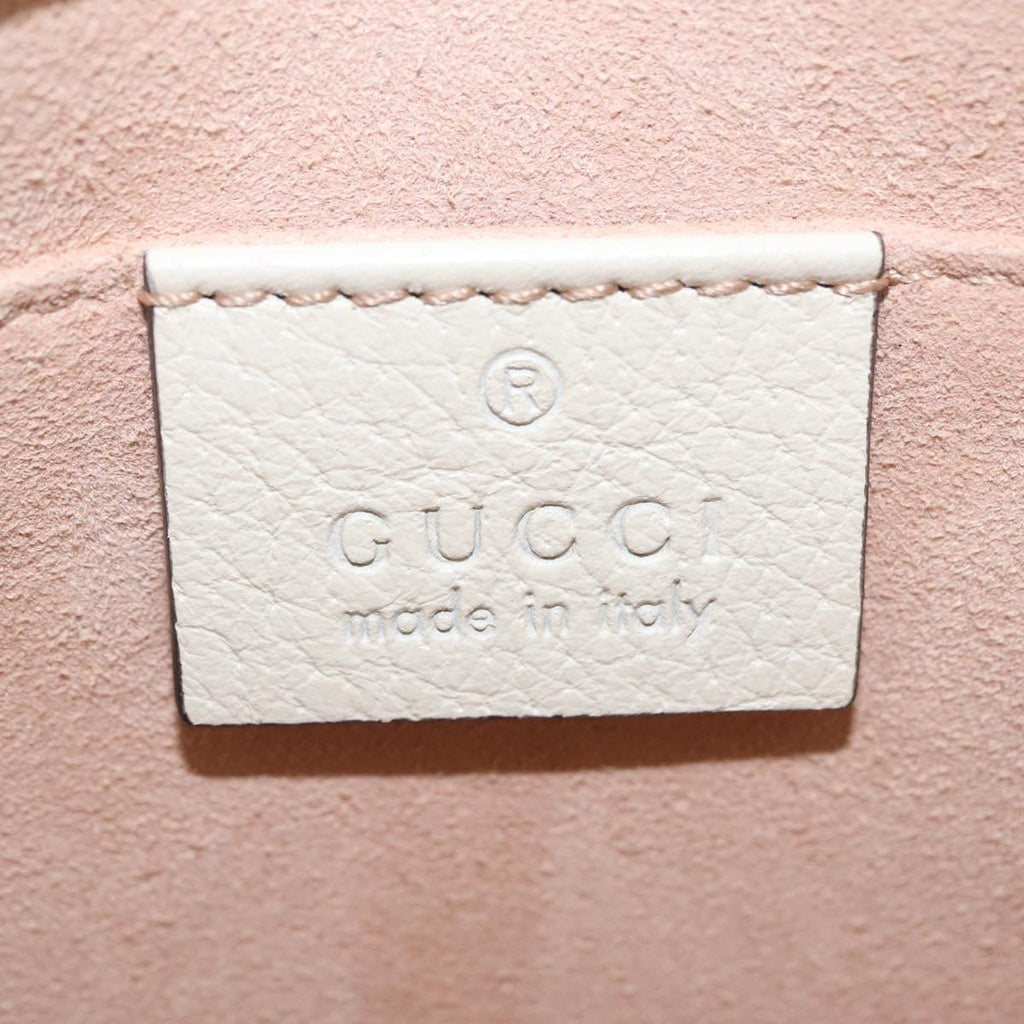 GUCCI Sherry Line Shoulder Bag Leather Ivory Gold Auth LN236V