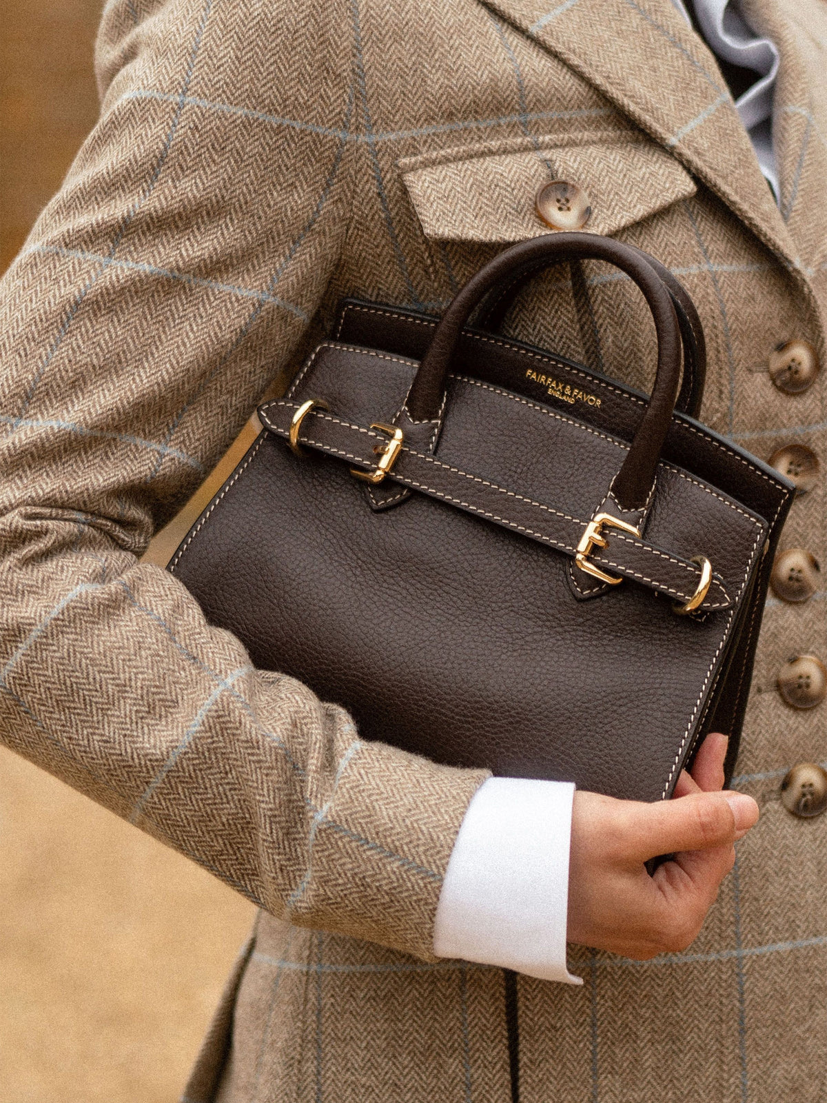 Town & Country Collection - Micro Top Handle Bag - Choc Pebbled Leather