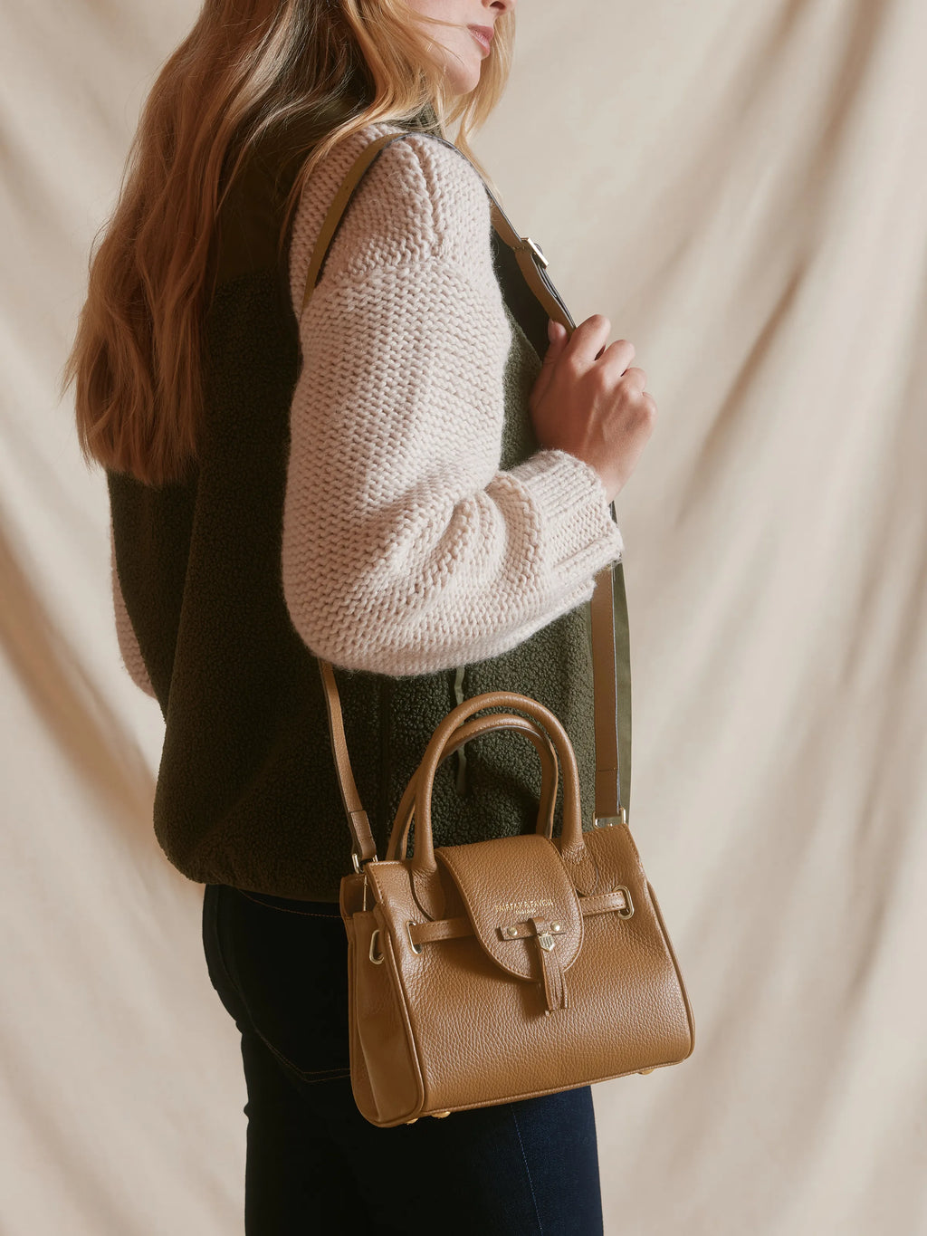 Mini Windsor Handbag - Pebbled Tan Leather
