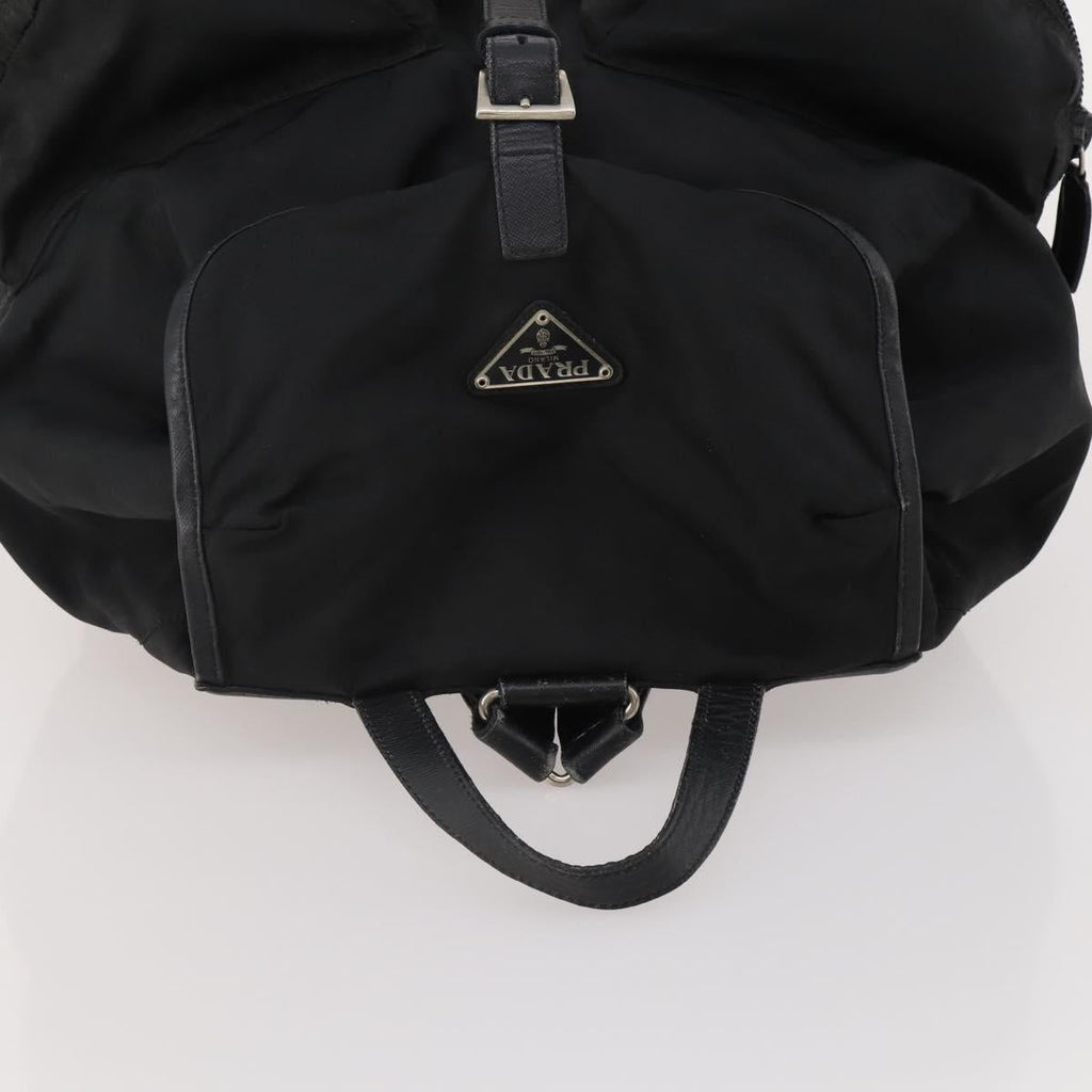 PRADA Backpack Nylon Black Silver Auth mr2851