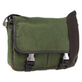 PRADA Shoulder Bag Nylon Khaki Silver Auth mr2884