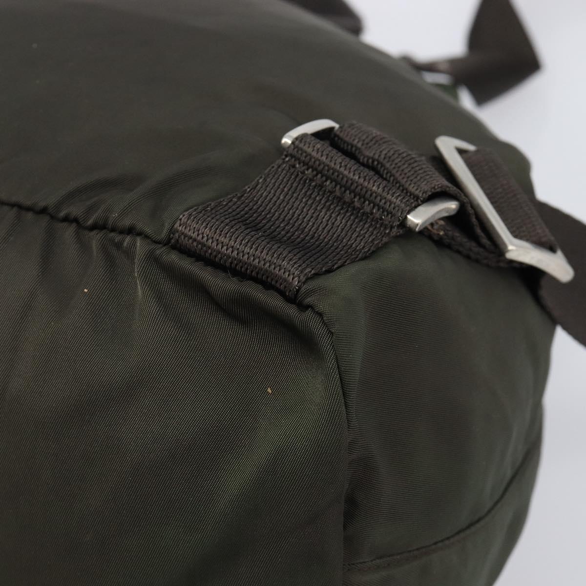 PRADA Backpack Nylon Khaki Silver Auth mr2957