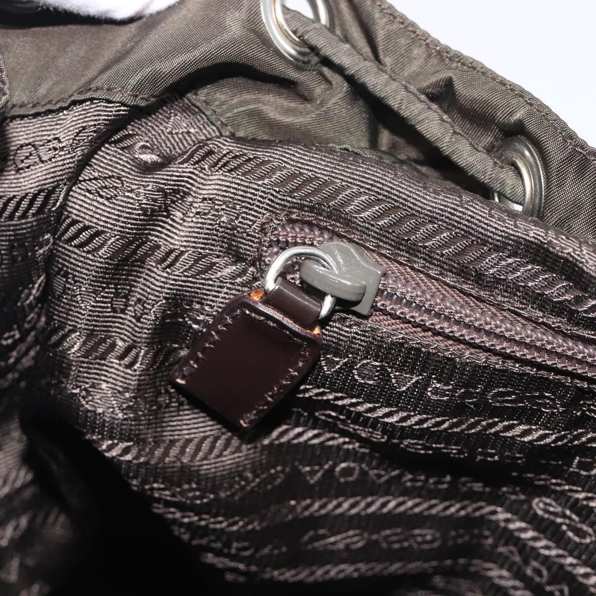 PRADA Backpack Nylon Khaki Silver Auth mr2957