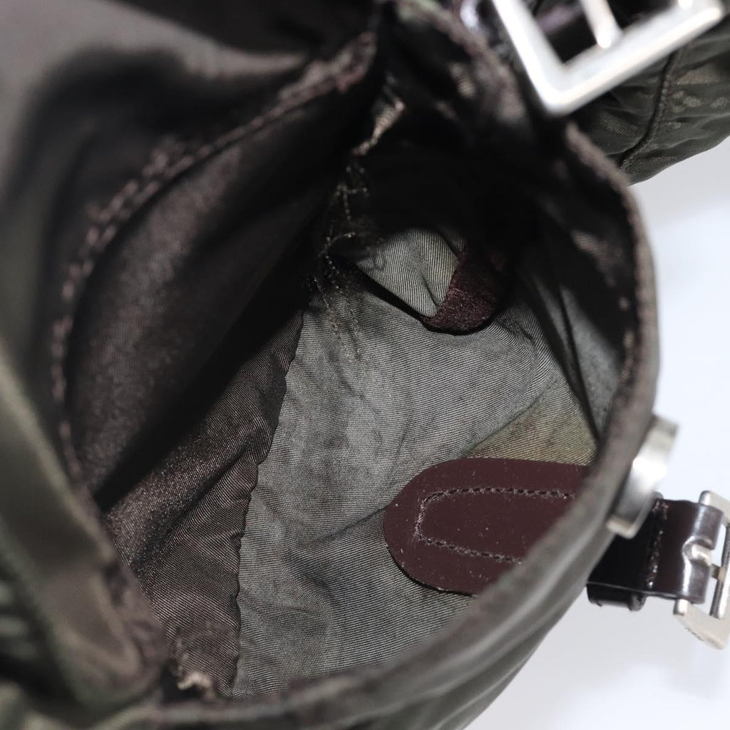 PRADA Backpack Nylon Khaki Silver Auth mr2957