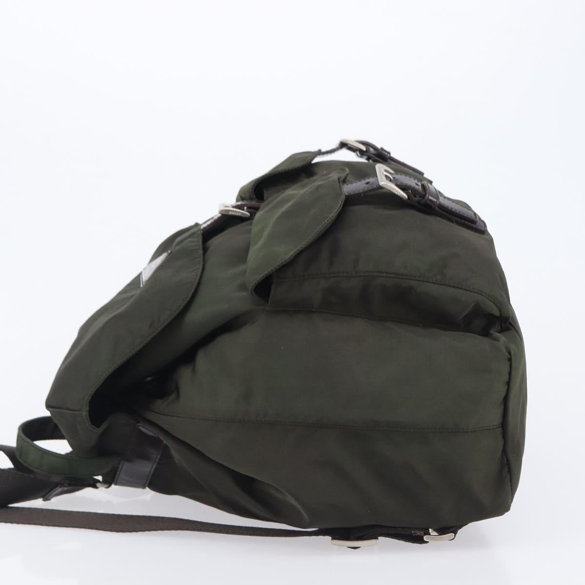 PRADA Backpack Nylon Khaki Silver Auth mr2957
