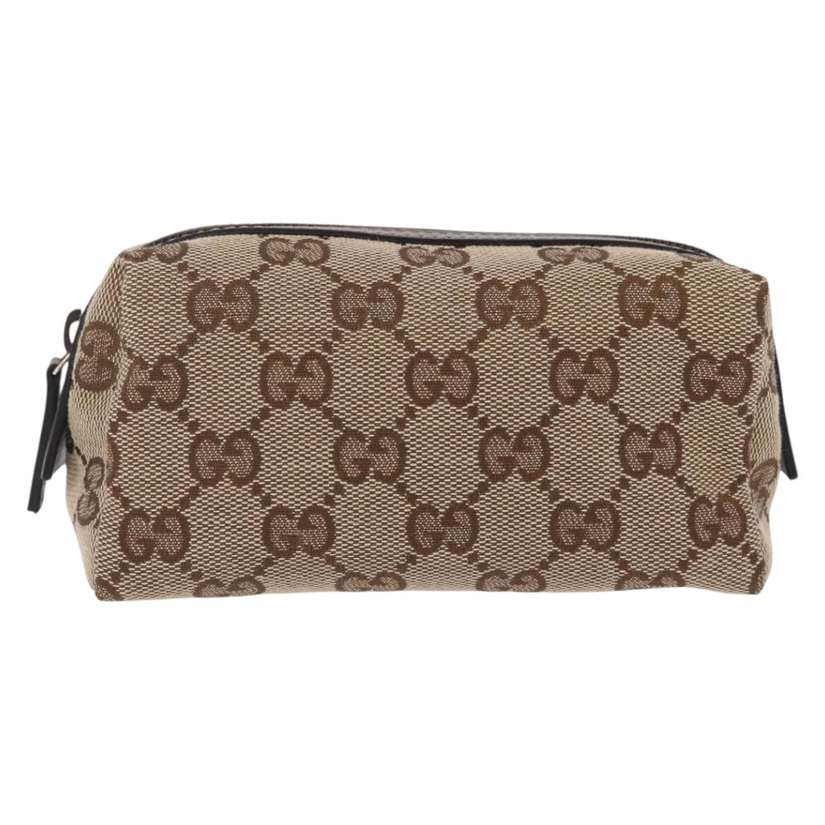GUCCI GG Canvas Pouch Beige Gold 29596 Auth mr3179A