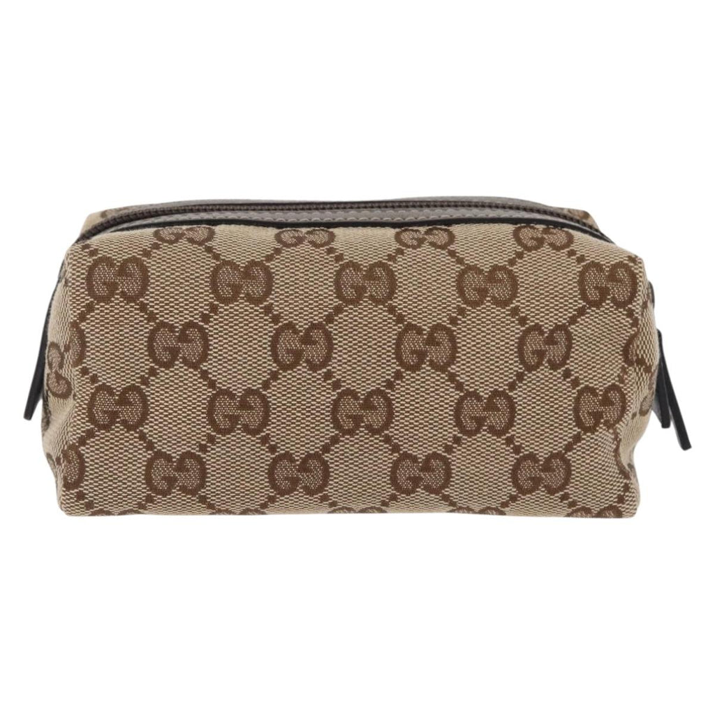 GUCCI GG Canvas Pouch Beige Gold 29596 Auth mr3179A