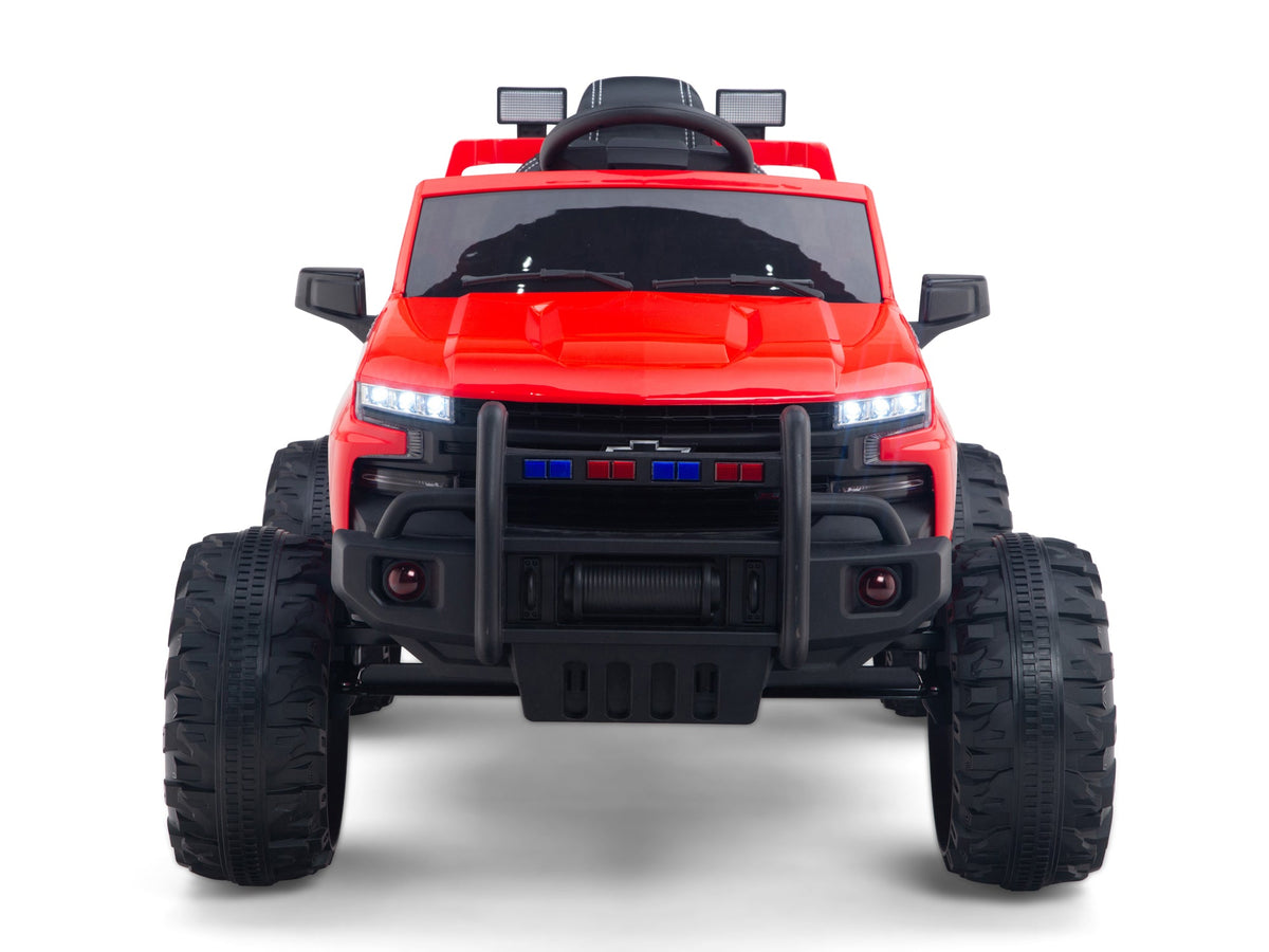 24V Chevrolet Silverado Lifted Ride On Truck with Remote Control – Red