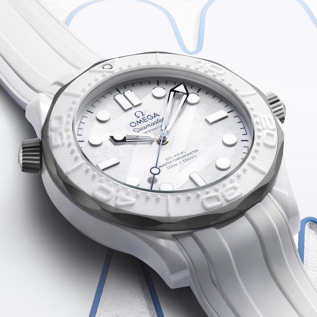 Seamaster Diver 300M Milano Cortina 2026 43.5mm - White on Rubber Strap