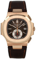 Patek Philippe Nautilus Rose Gold - Brown Dial - Leather Strap - Ref# 5980R-001