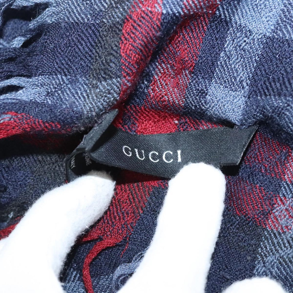 GUCCI Stole Wool Navy Auth SW820