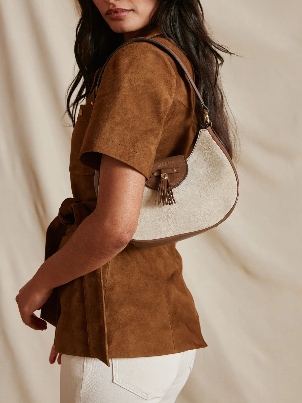 Windsor Shoulder Bag - Tan & Stone Leather