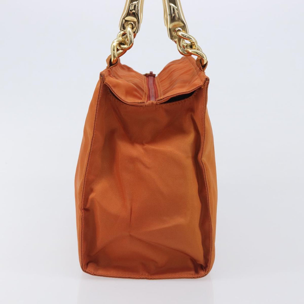 PRADA Hand Bag Nylon Orange Gold Auth yk20984A