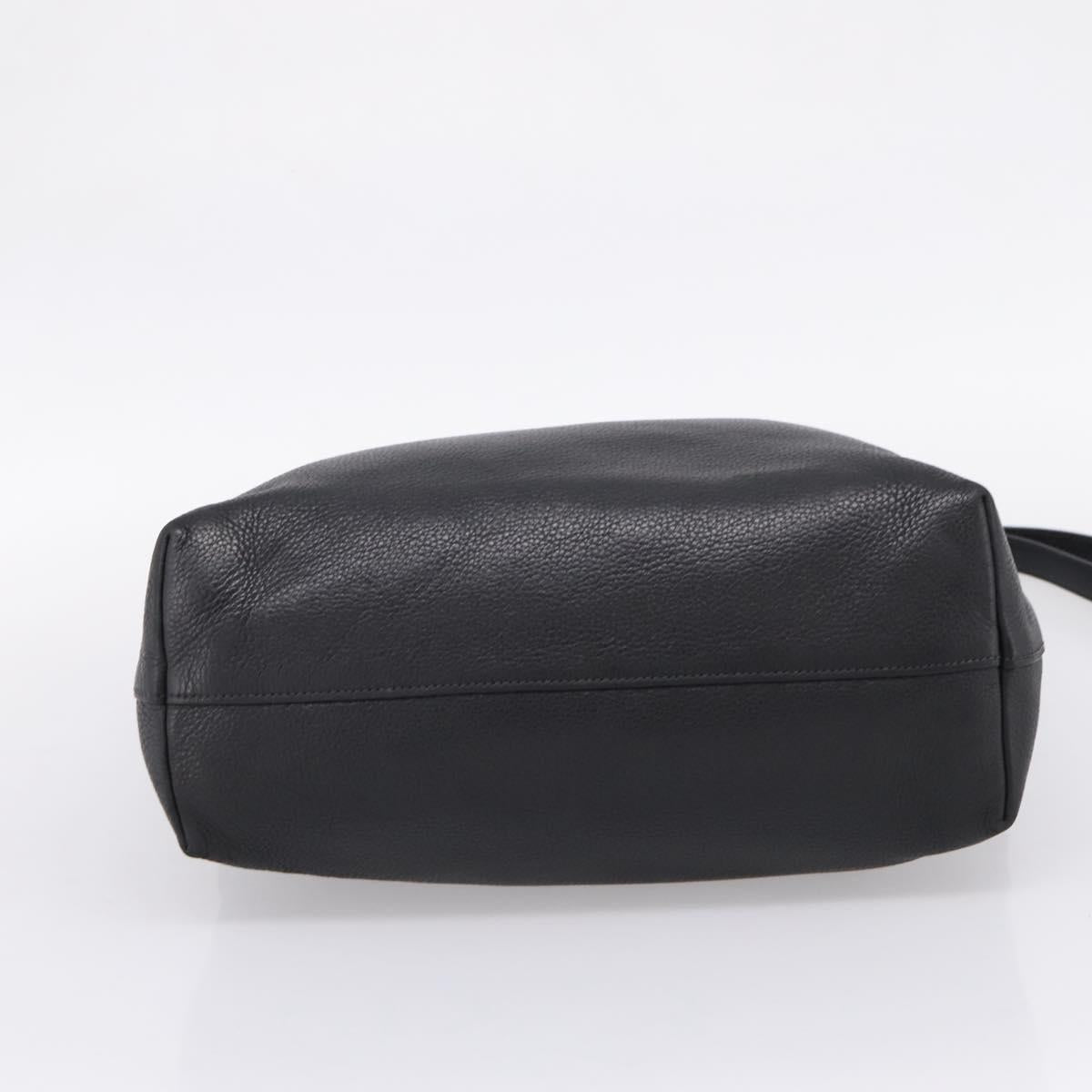 PRADA Tote Bag Leather 2way Black Gold Auth yk21027V