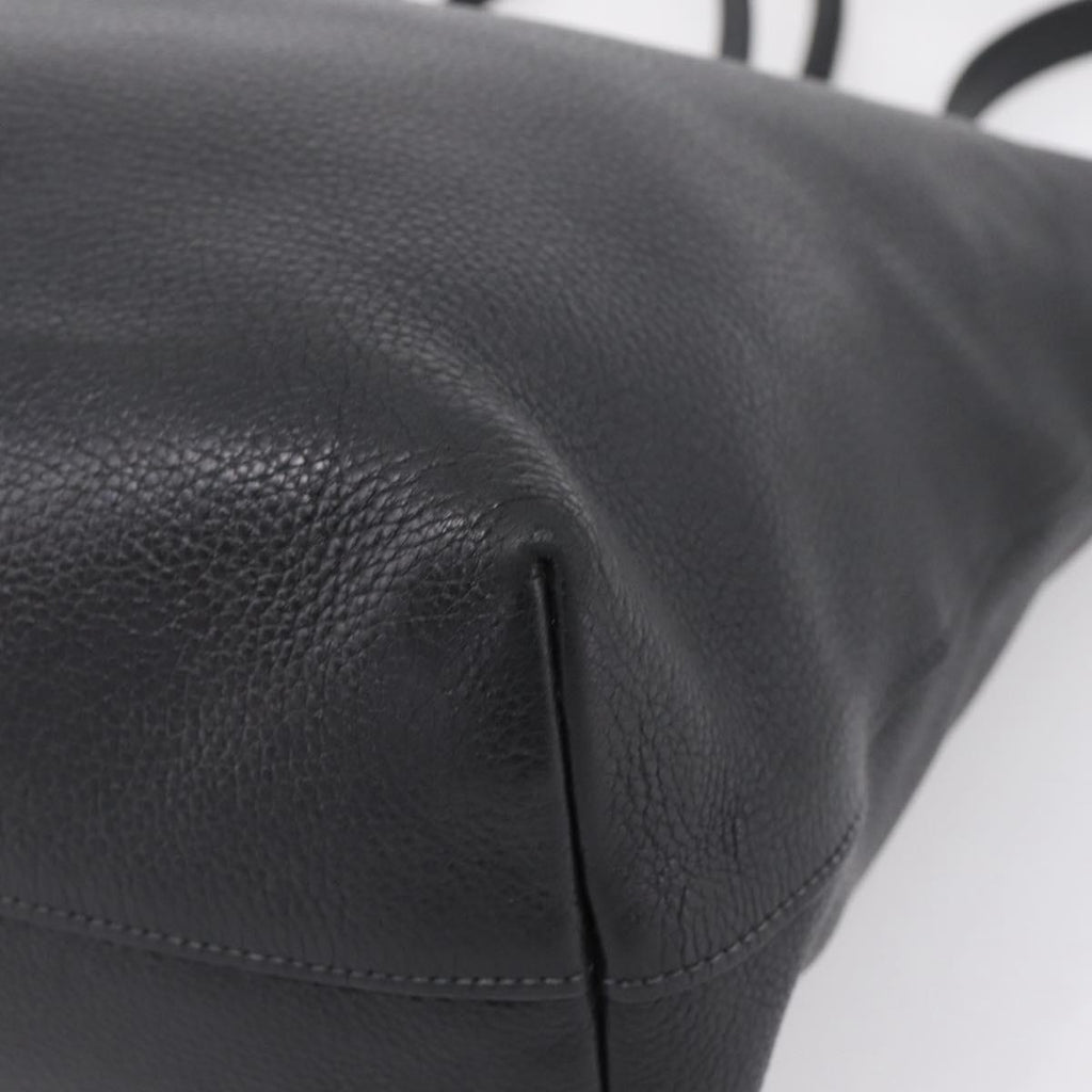 PRADA Tote Bag Leather 2way Black Gold Auth yk21027V