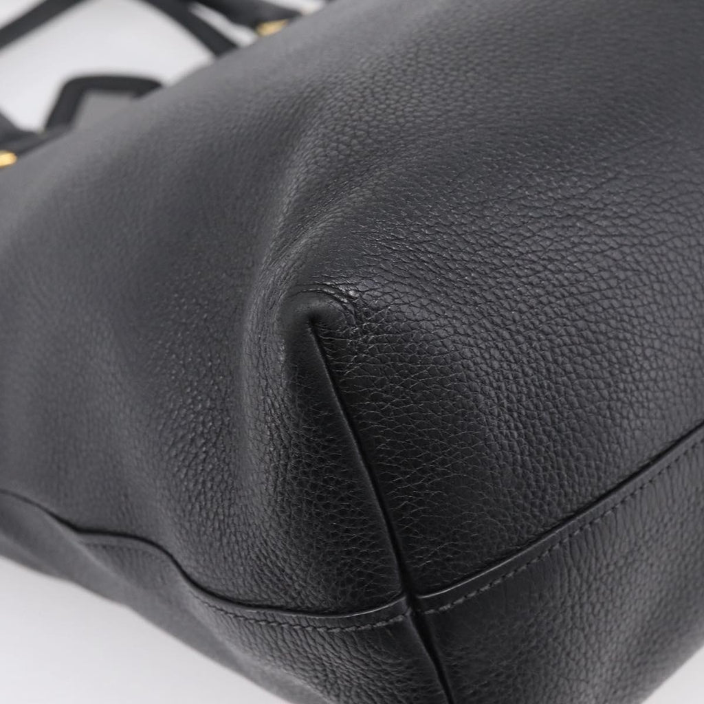 PRADA Tote Bag Leather 2way Black Gold Auth yk21027V
