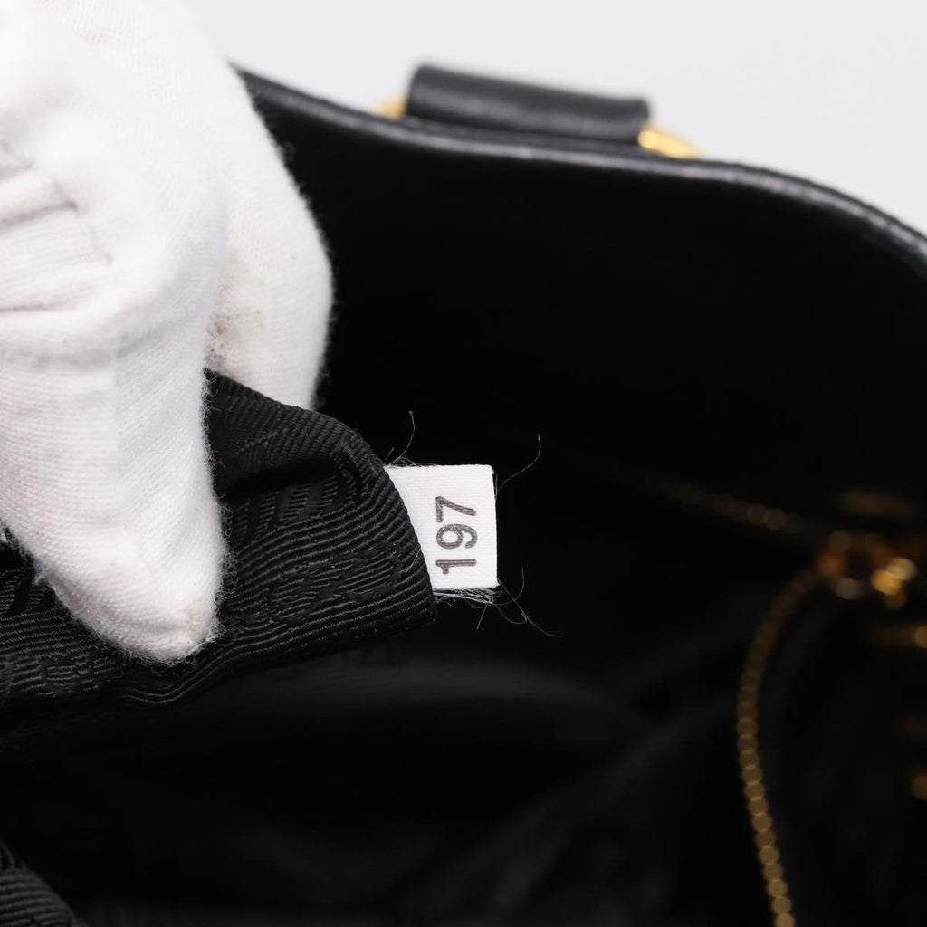 PRADA Tote Bag Leather 2way Black Gold Auth yk21027V